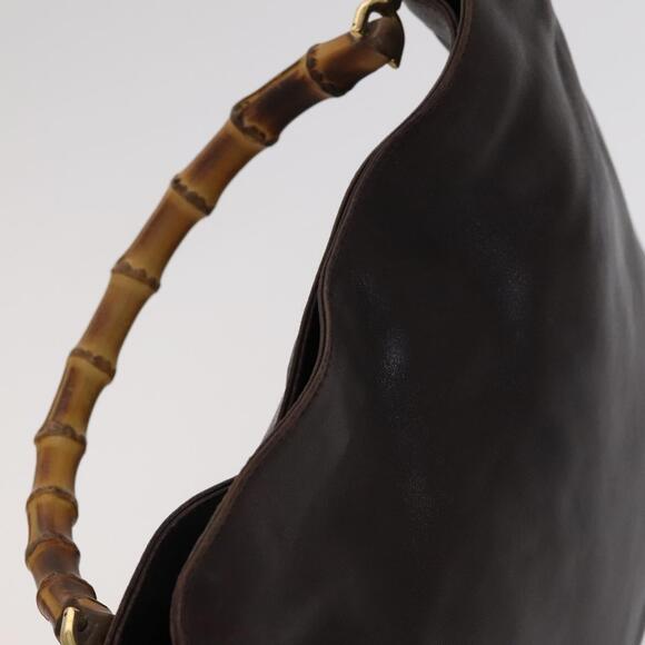 GUCCI Bamboo Hand Bag Leather Brown Gold 001 1705 001 1705 - Picture 6 of 16